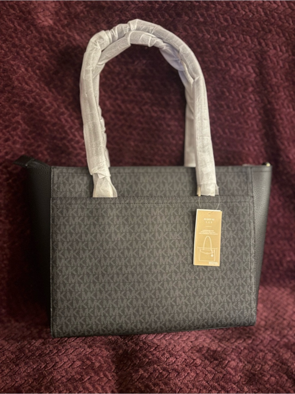 Michael Kors Black Logo-Print Tote with Gold Hardware - Picture 2 of 4